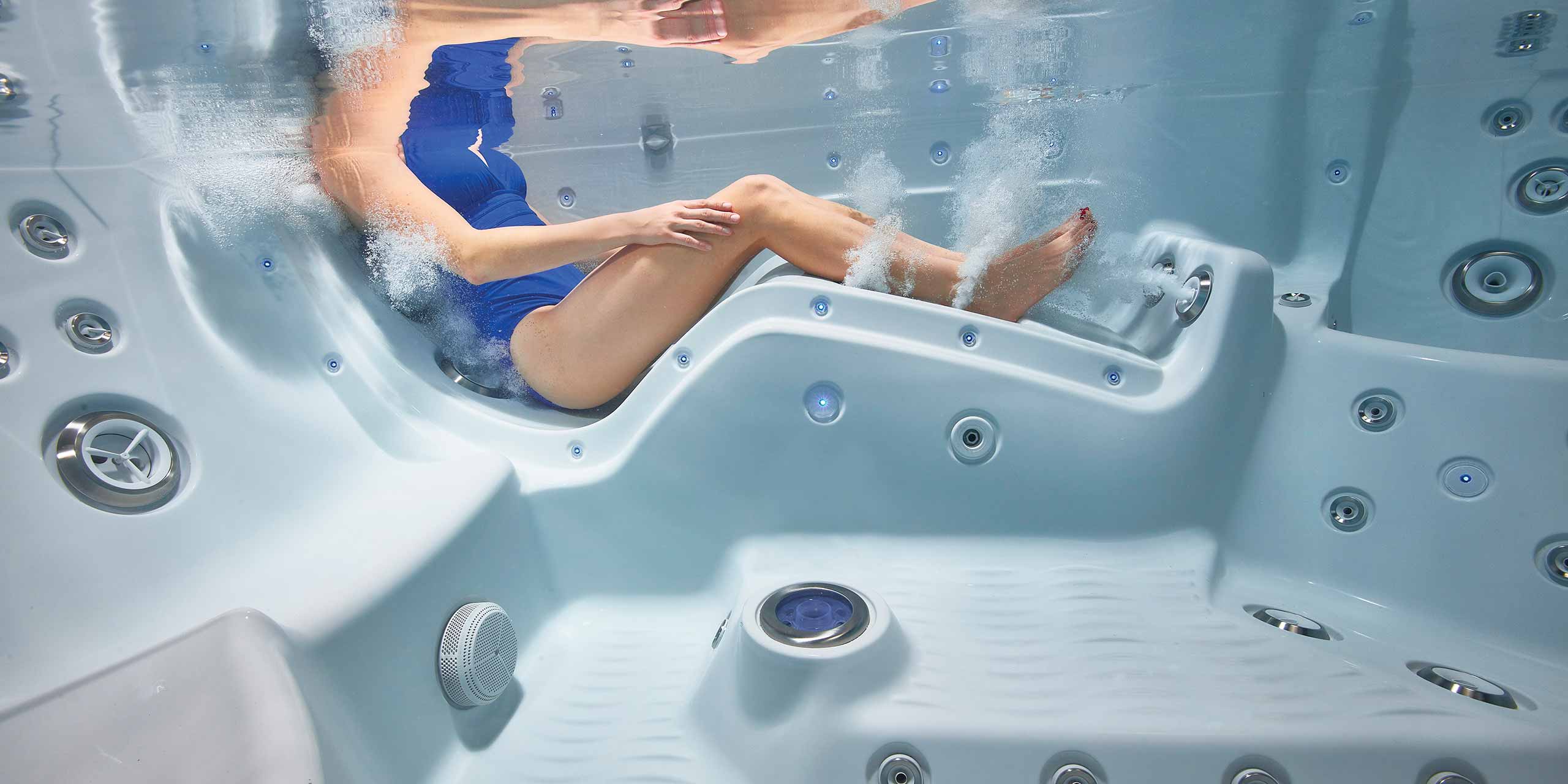 person enjoying underwater jets