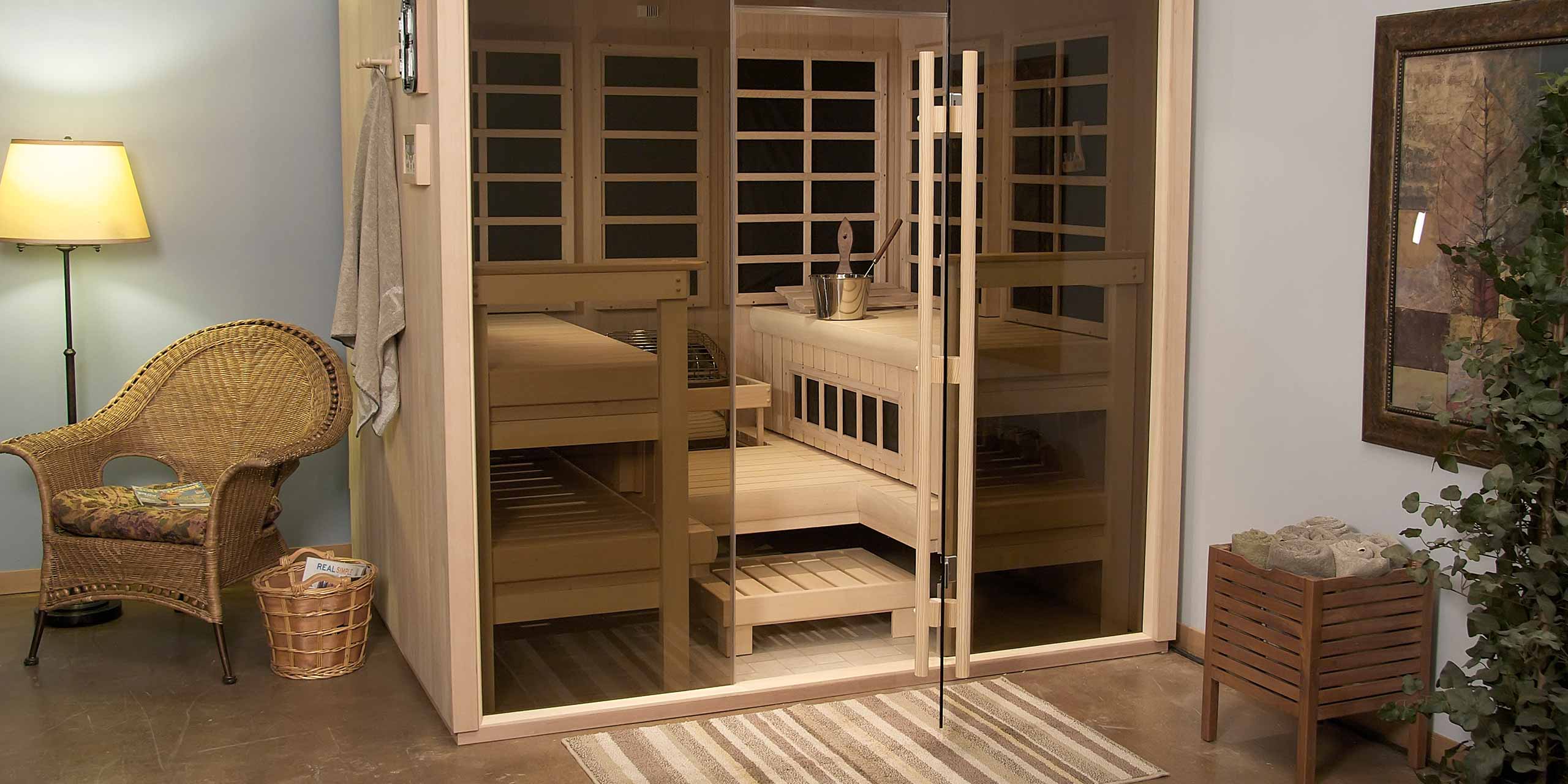 sauna in a room