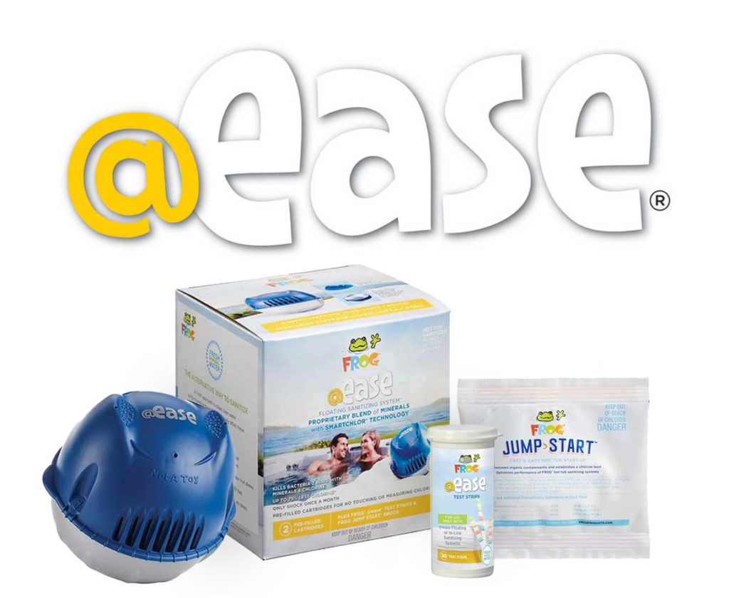 Frog @ease Floater cartridge, test strips and packet of Jump Start